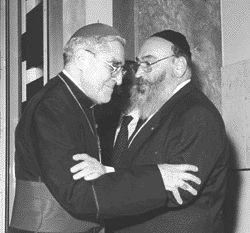 Cardinal Lustiger and chief rabbi of France Samuel Sirat