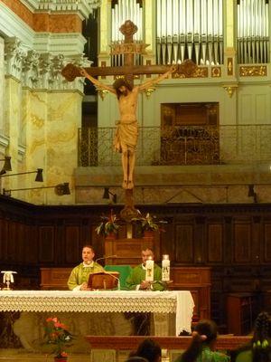 Mass at St Savior's Church in Jerusalem