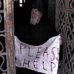 Besieged monk in the Church of the Nativity, Bethlehem, 2002