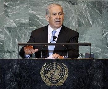 PM Netanyahu speaking at the UN General Assembly