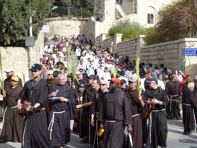 Palm Sunday procession on the Mount of Olives
